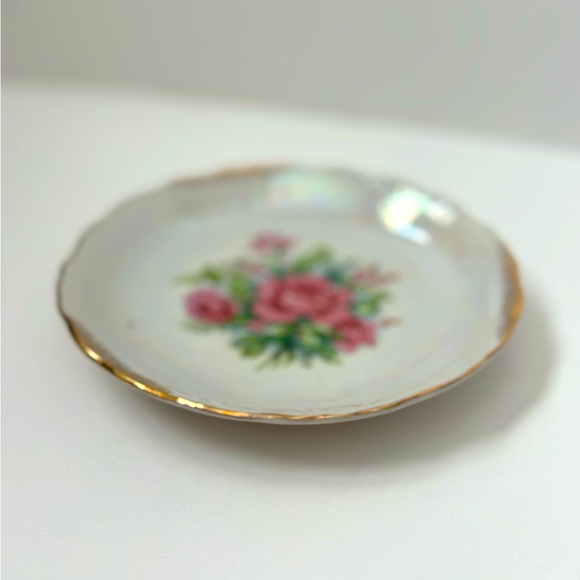 Vintage Iridescent Rose Trinket Dish - Picture 1 of 4
